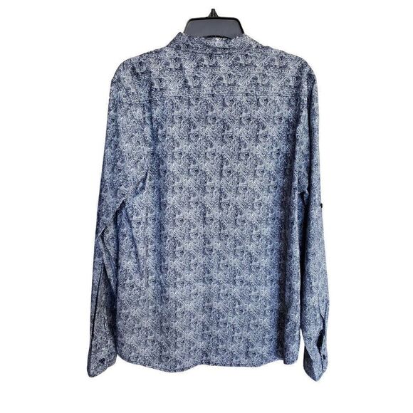 Men's Dress Shirt L Button Down Blue Paisley Designer Casual Shirt Large NWOT - Picture 2 of 6